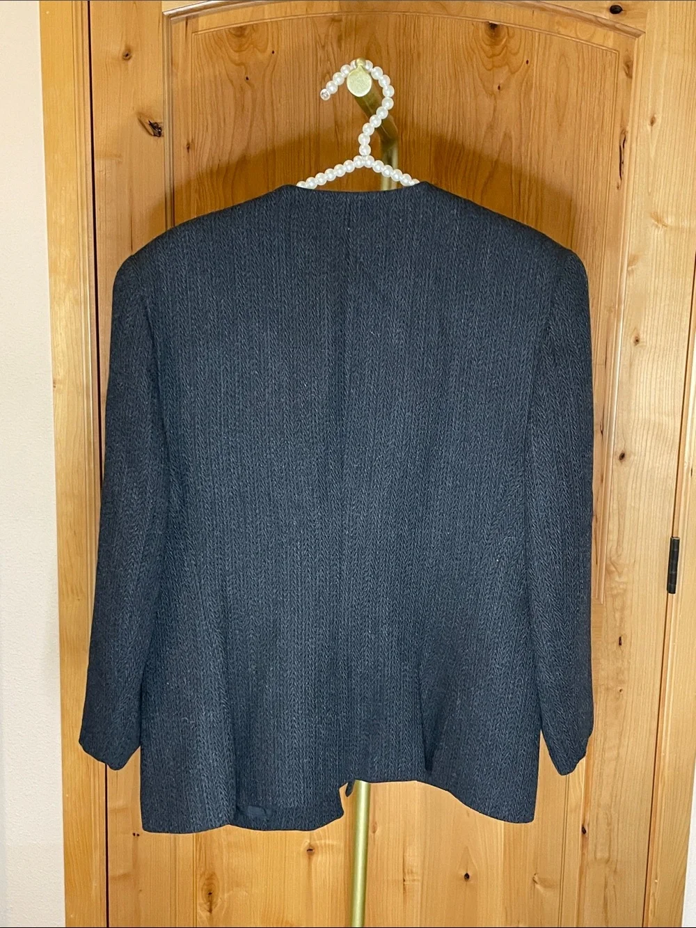 Vintage Christian Dior Women’s Dark Gray Collarless Blazer Size 12 (us size 8)